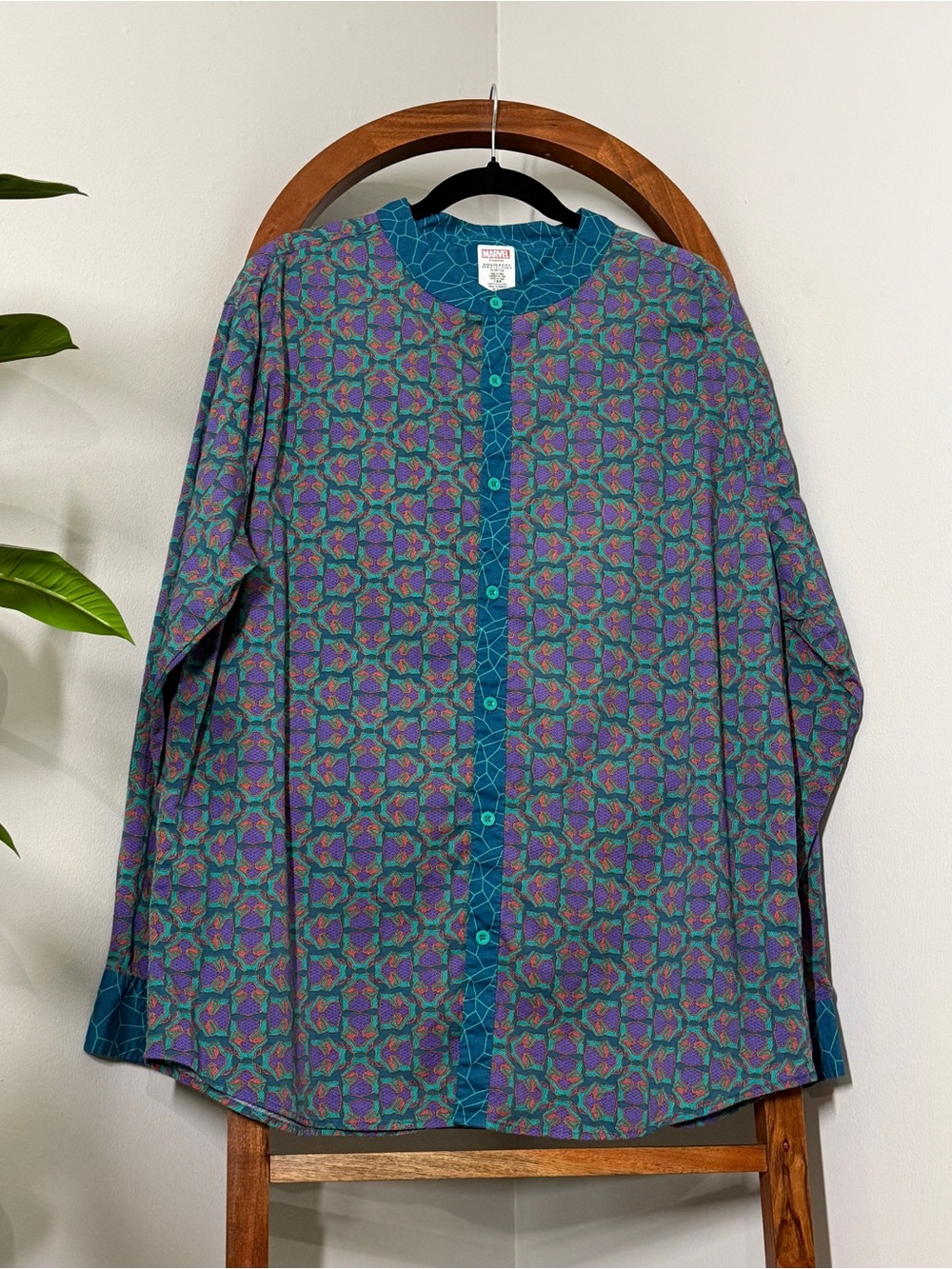 Disney Marvel XL Black Panther Wakanda Long Sleeve Button Up Shirt